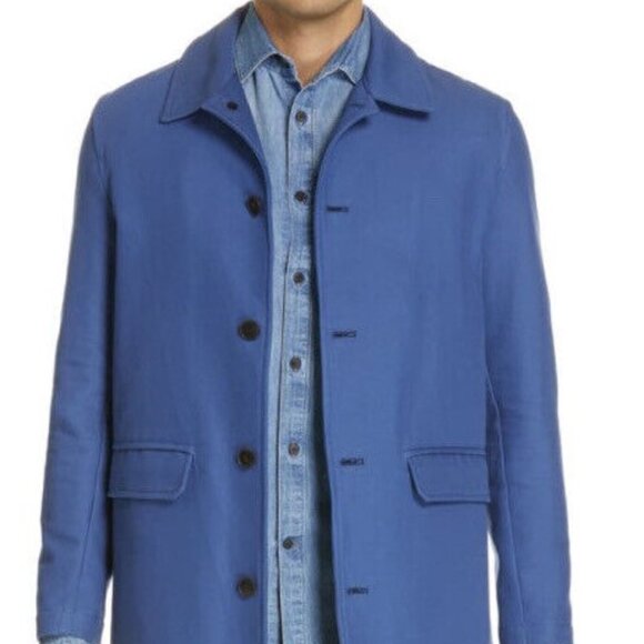 NWOT Eidos Napoli by Isaia Light Blue Cotton Car Coat EU54 (US44) Spring Summer
